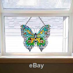 Stained Glass 20.5-inch Swallowtail Butterfly Window Panel
