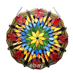 Stained Glass 24 Round Tiffany Style Window Panel Suncatcher Handcrafted
