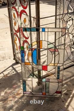 Stained Glass Abstract Panel Beveled Tiffany Style Window 21 by 12 in