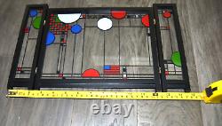 Stained Glass Art Triptych Panel Miniature Fireplace Tabletop Screen US Flag 9H