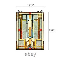 Stained Glass Arts & Crafts Design Tiffany Style Window Panel 18 W x 24 T