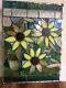 Stained Glass Autumn Sunflowers Transom Window Panel 12x16