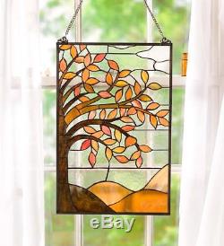Stained Glass Autumn Tree Panel