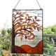 Stained Glass Autumn Tree Window Panel Handcrafted Tiffany Style ONE THIS PRICE