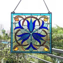 Stained Glass BELL Floral Window Panel Handcrafted Tiffany Style ONE THIS PRICE