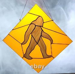 Stained Glass Big-Foot Sign Window Pannel Sun Catcher 11x11 Hand Made Squatch