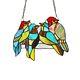 Stained Glass Birds Window Panel Handcrafted Tiffany Style 8 x 10