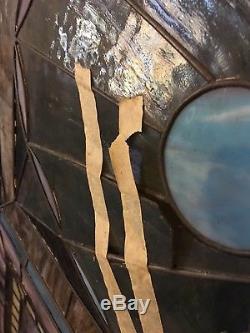 Stained Glass & Cabochons Victorian Design Window Panel 63 3/4 in X 35 3/4 in