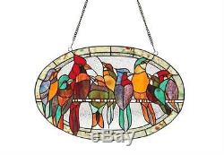 Stained Glass Chloe Lighting Birds Window Panel CH3P452RA23-GPN 23.4 X 15 Inches