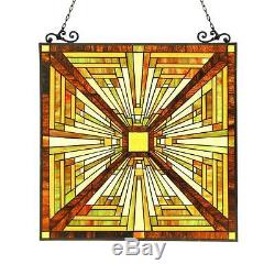 Stained Glass Chloe Lighting Mission Window Panel CH3P359MR26-GPN 24.5 X 26 New