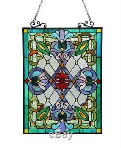 Stained Glass Chloe Lighting Victorian Window Panel 18 X 25 Handcrafted New