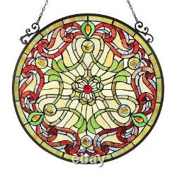 Stained Glass Chloe Lighting Victorian Window Panel 23.4 Diameter Handcrafted