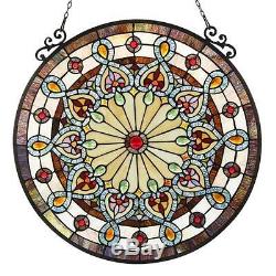 Stained Glass Chloe Lighting Victorian Window Panel 23.5 Diameter Handcrafted