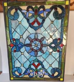 Stained Glass Colorful Window Panel Beautifully Designed, Suncatcher 18x24