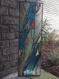 Stained Glass Contemporary Divider Transom Window Modern Panel Screen OOAK