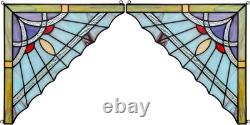 Stained Glass Corner Window Hangings, Glass Panel Window Corner Tiffany Style, Sta