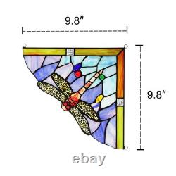 Stained Glass Corner Window Panels 10 Dragonfly Handcrafted PAIR Tiffany Style