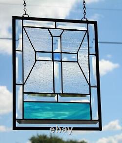 Stained Glass Cross Beveled Panel -13 1/2 x 10 3/8 Suncatcher