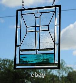 Stained Glass Cross Beveled Panel -13 1/2 x 10 3/8 Suncatcher