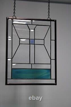 Stained Glass Cross Beveled Panel -13 1/2 x 10 3/8 Suncatcher