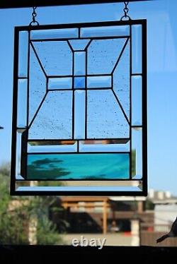 Stained Glass Cross Beveled Panel -13 1/2 x 10 3/8 Suncatcher