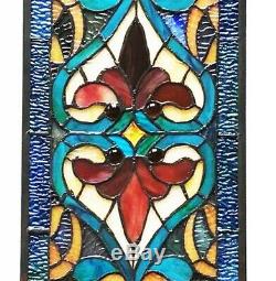 Stained Glass Fleur De Lis Tiffany Style Colorful Window Front Door 36 Panel