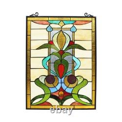 Stained Glass Floral Flower Design Tiffany Style Hanging Window Panel