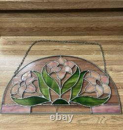 Stained Glass Floral Window Panel 16.5 x 9.5