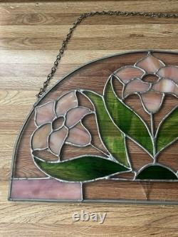 Stained Glass Floral Window Panel 16.5 x 9.5