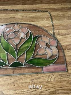Stained Glass Floral Window Panel 16.5 x 9.5