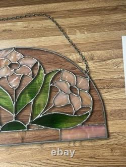 Stained Glass Floral Window Panel 16.5 x 9.5