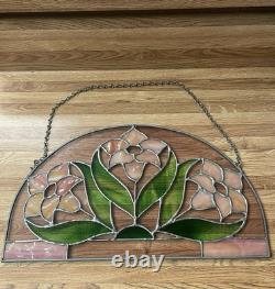 Stained Glass Floral Window Panel 16.5 x 9.5