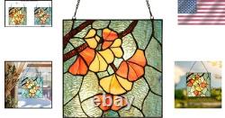 Stained Glass Ginkgo Leaf Window Panel Tiffany Style Sun Catcher Home Decor Stained Glass Ginkgo Leaf Window Panel Tiffany Style Sun Catcher Home Decor