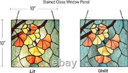 Stained Glass Ginkgo Leaf Window Panel Tiffany Style Sun Catcher Home Decor