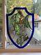 Stained Glass, Hand Painted, Dragon Sword Shield Panel Hanging Holes