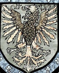 Stained Glass, Hand Painted, Eagle Heraldic Shield Panel, #2402-02