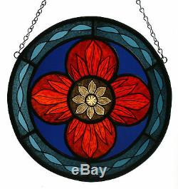 Stained Glass, Hand Painted, Kiln Fired Round Panel # 2000-04