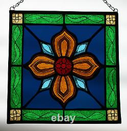 Stained Glass, Hand Painted, Kiln Fired Traditional Design Panel # 2500-04