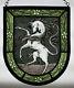 Stained Glass, Hand Painted, Kiln Fired, Unicorn Heraldic Shield Panel, #1304-01