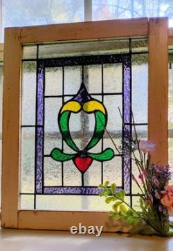 Stained Glass Hanging Panel 13.75 X 17. Vibrant Textured Colors