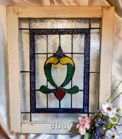Stained Glass Hanging Panel 13.75 X 17. Vibrant Textured Colors