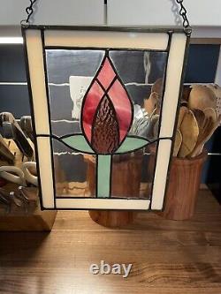 Stained Glass Hanging Panel Of A Flower
