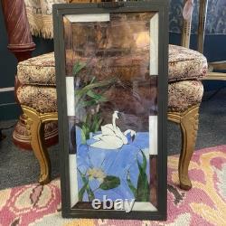 Stained Glass Hanging Panel Of Swan Vintage, Hand Cut Stained Glass Handmade