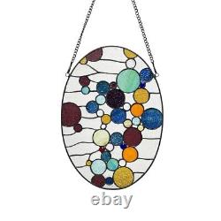 Stained Glass Hanging Window Panel Geometric Bubble Tiffany Style Design