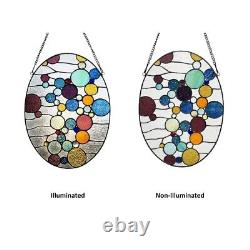 Stained Glass Hanging Window Panel Geometric Bubble Tiffany Style Design