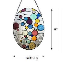 Stained Glass Hanging Window Panel Geometric Bubble Tiffany Style Design