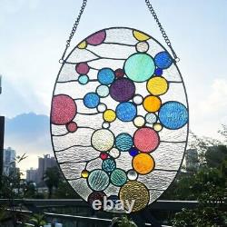 Stained Glass Hanging Window Panel Geometric Bubble Tiffany Style Design