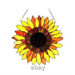 Stained Glass Hanging Window Panel Sunflower Floral Suncatcher Tiffany Style 16