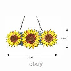 Stained Glass Hanging Window Panel Sunflower Floral Suncatcher Tiffany Style 22