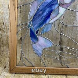 Stained Glass Hanging Window Panel Trout Fish Dragonfly Stream FLAW